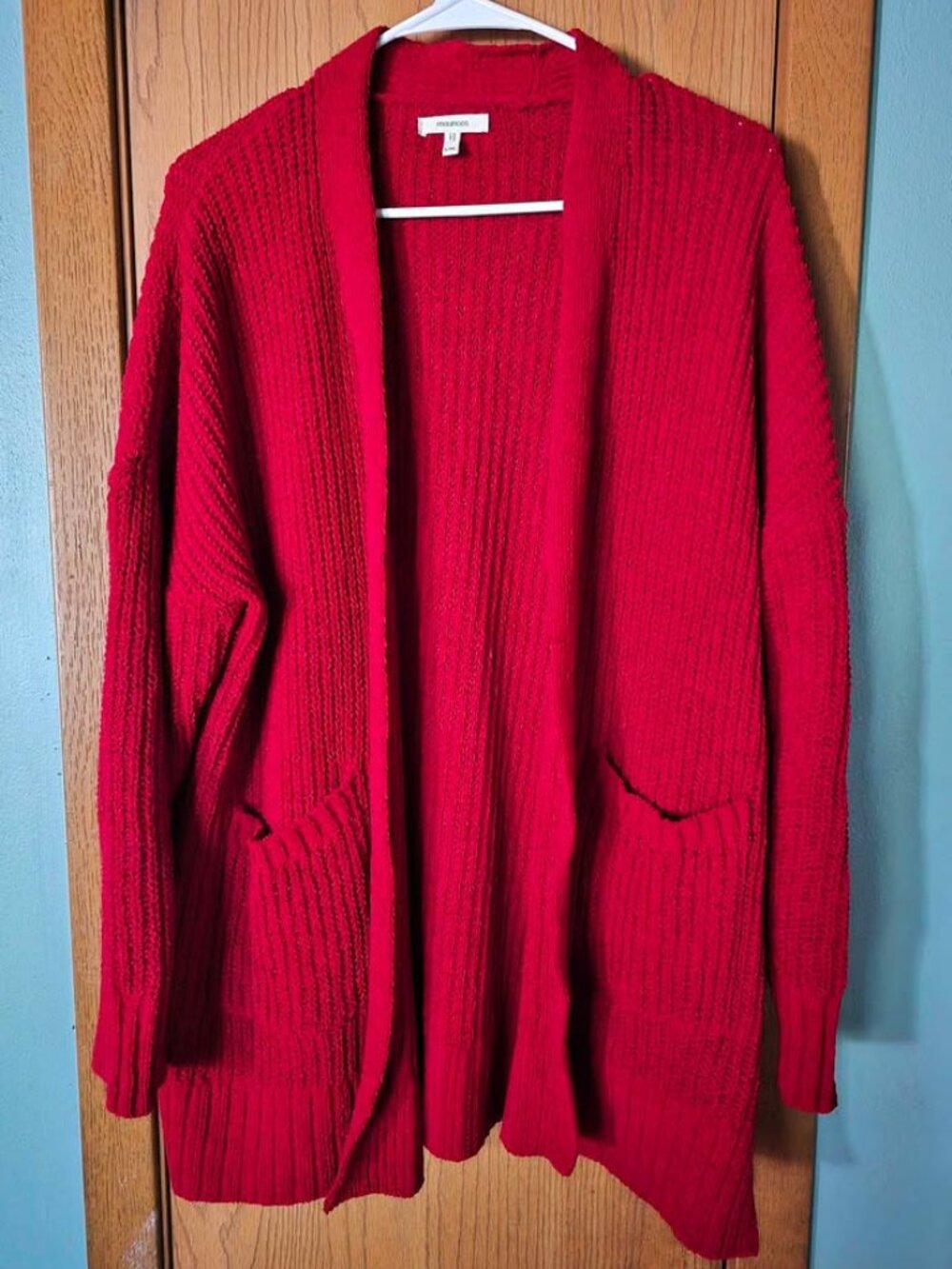 Size L/XL Maurices Red Soft Long Sleeve Cardigan with Pockets